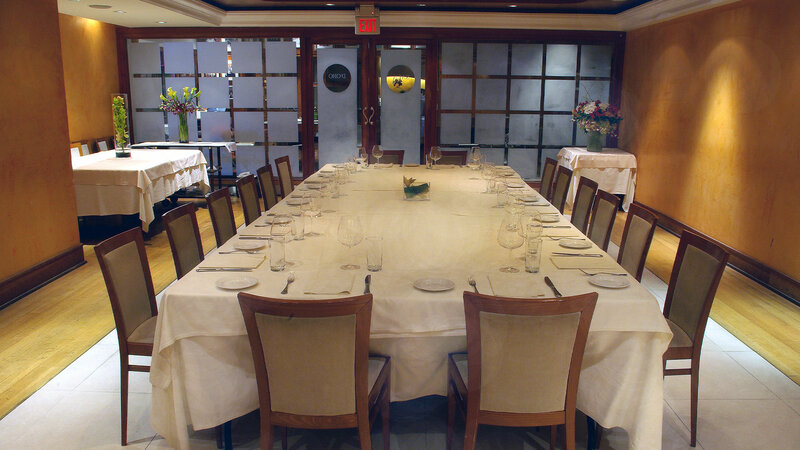 Private party room with seating for eighteen